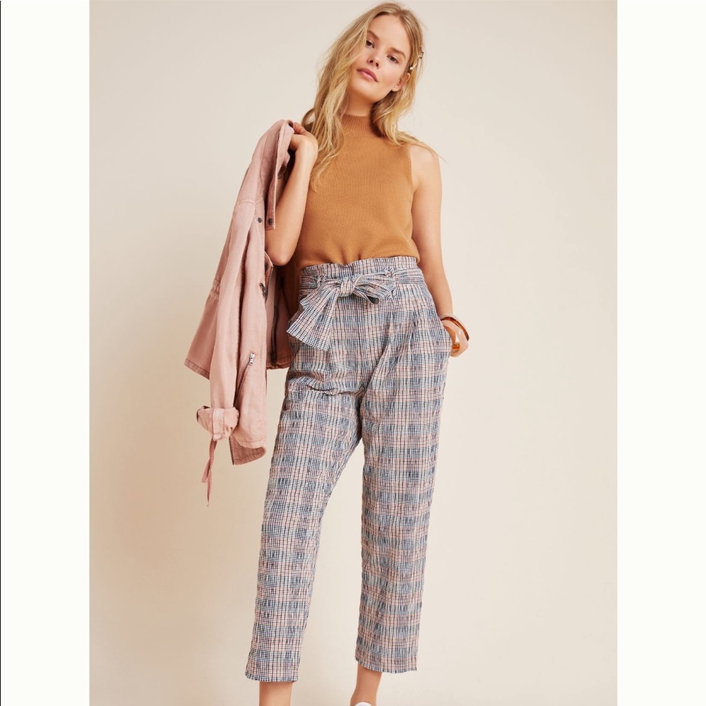 Anthropologie Hazelle plaid tapered trousers